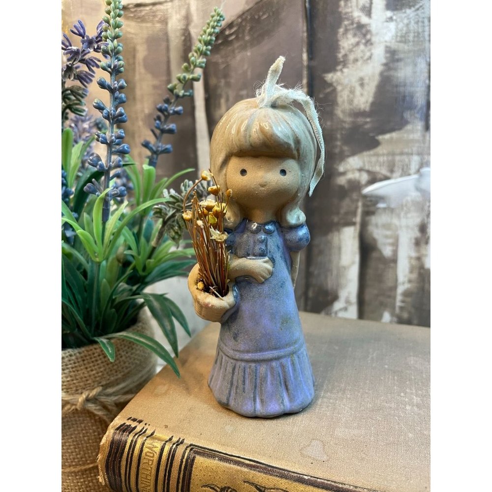 Vintage MCM 1960's Ceramic Girl with Flower Basket Figurine UCTCI?